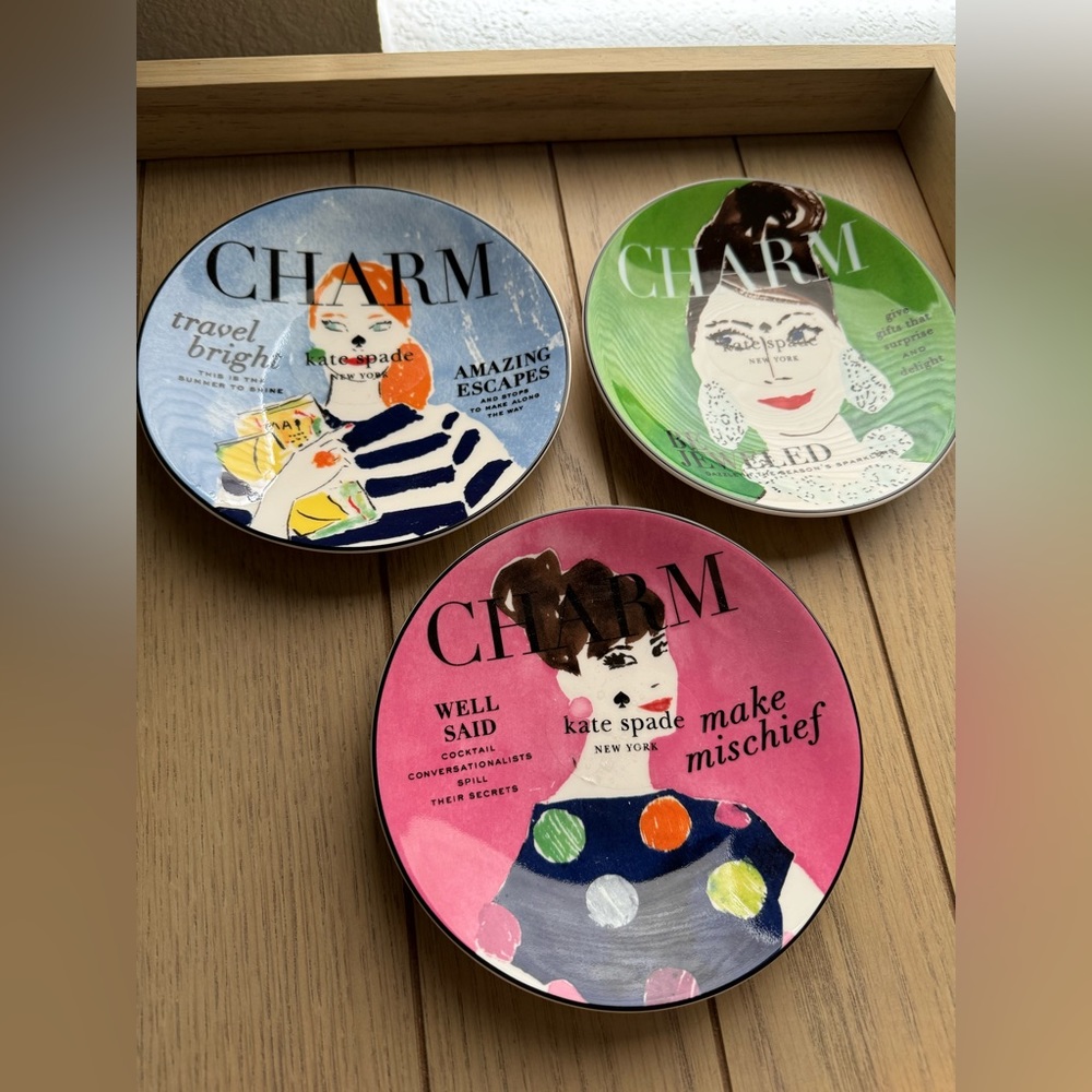 Kate Spade New York Make Headlines Tidbit Plates (3 total) - Lenox